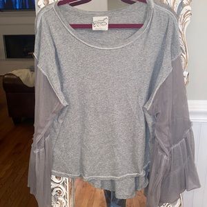Free People Mesh Sleeve Top - Gently Worn.